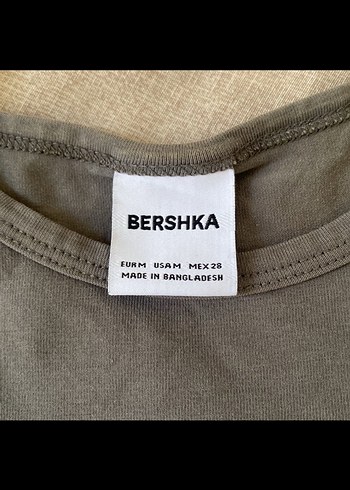 BERSHKA Gri Kısa Kollu Baskılı Kadın Tişört - Görsel 2