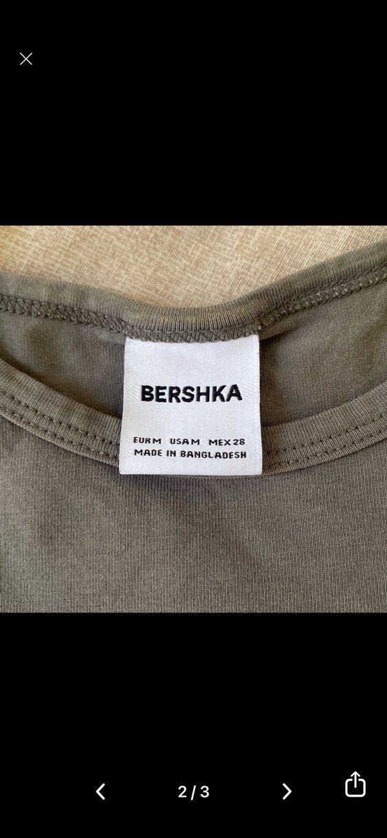 BERSHKA Gri Kısa Kollu Baskılı Kadın Tişört - Görsel 2