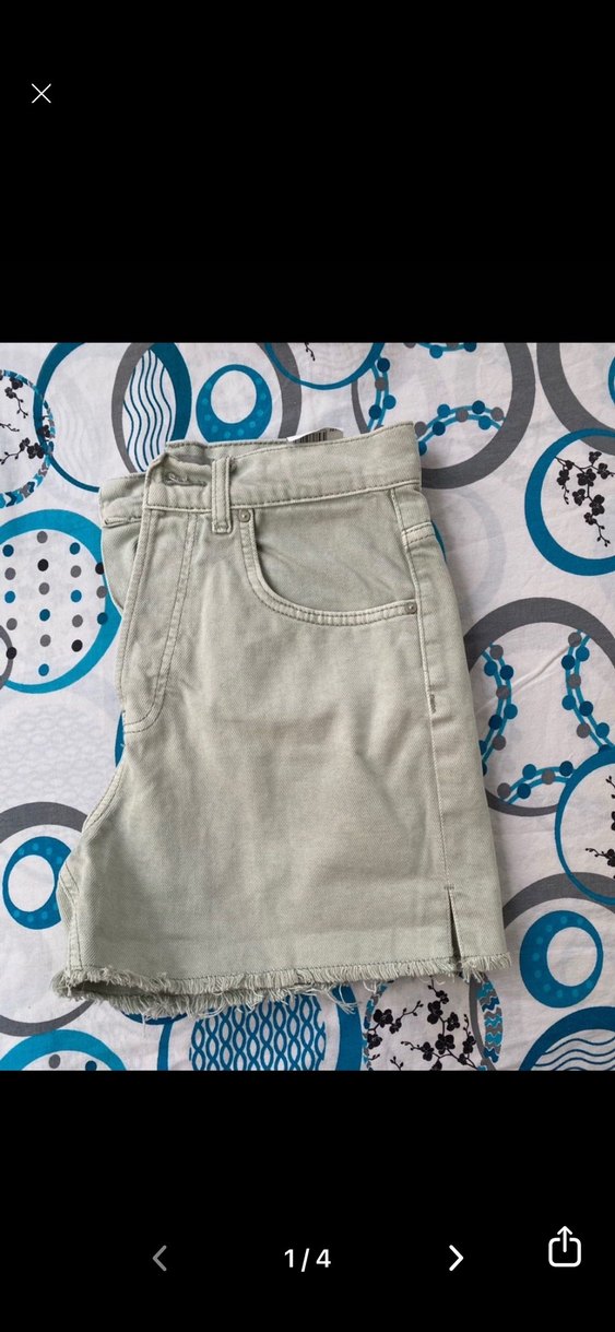 Bej Mini Kot Şort, Rahat Kesim - Görsel 4