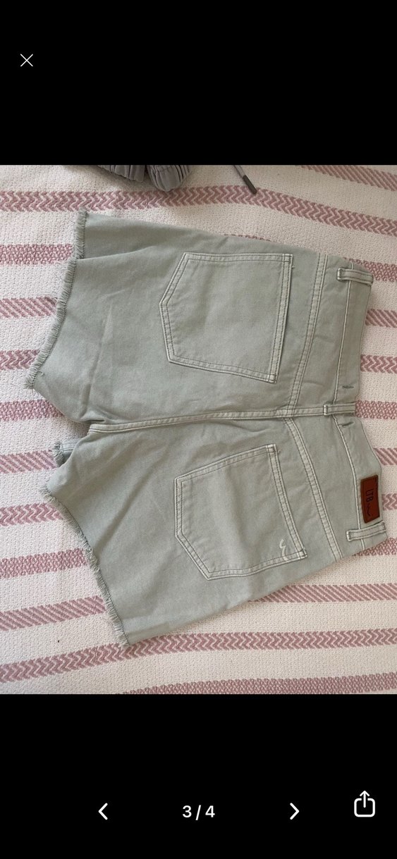 Bej Mini Kot Şort, Rahat Kesim - Görsel 2