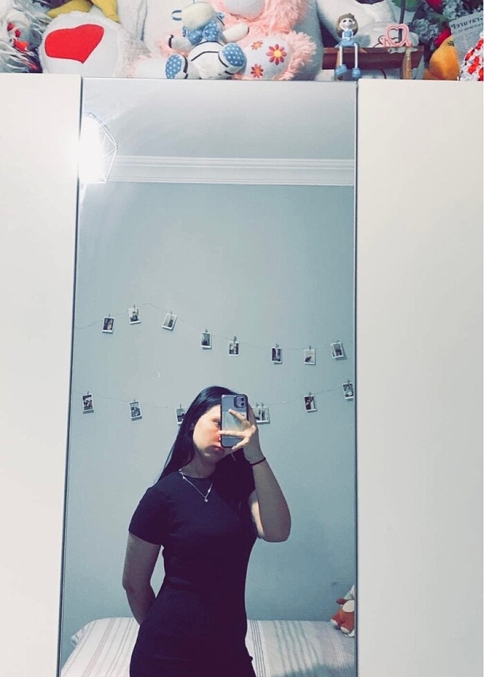 Kadın bisiklet yaka kısa kol fitilli elbise - Görsel 2