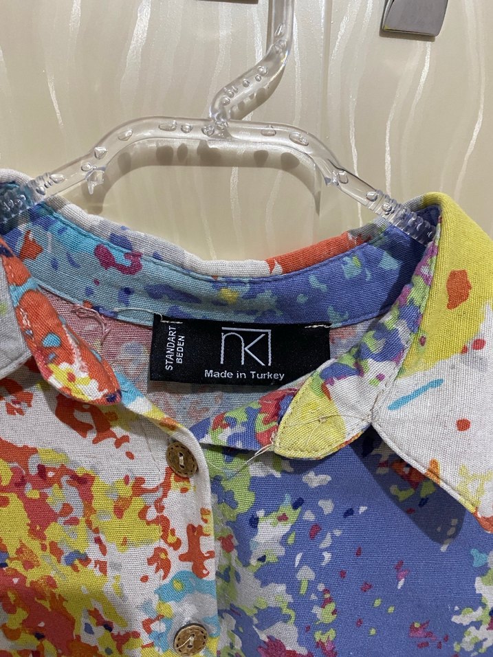 Renkli Batik Desenli Kız Gömlek - Görsel 2