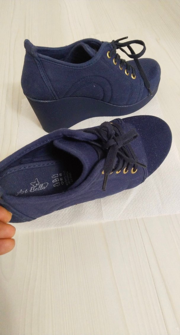 Lacivert Dolgu Topuklu Kadın Günlük Ayakkabı - Görsel 2