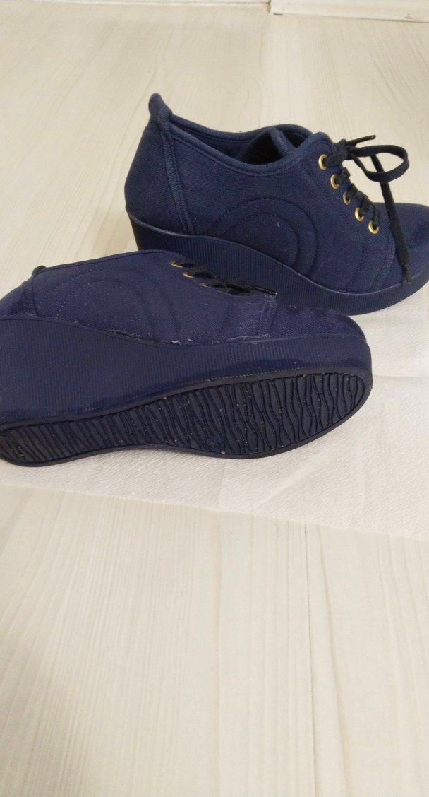 Lacivert Dolgu Topuklu Kadın Günlük Ayakkabı - Görsel 4