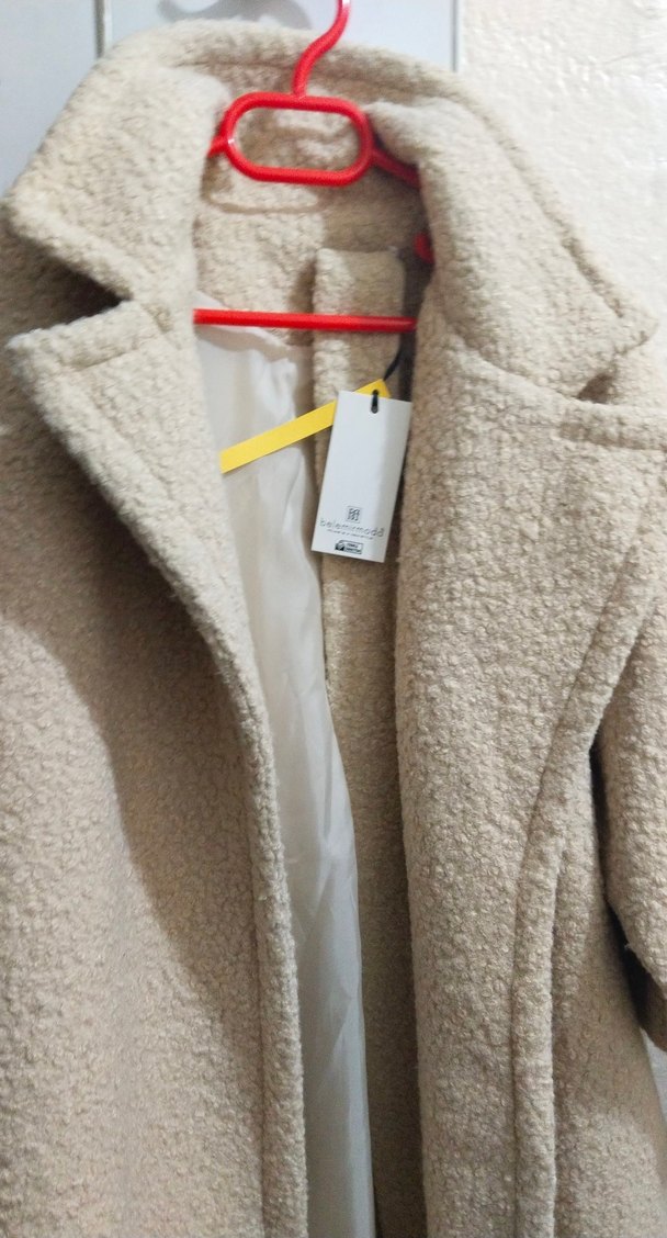 Bej Kadın Uzun Peluş Kaban - Görsel 3