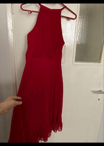 Kırmızı Askılı Midi Elbise - Görsel 2