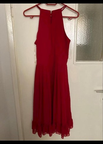 Kırmızı Askılı Midi Elbise - Görsel 3