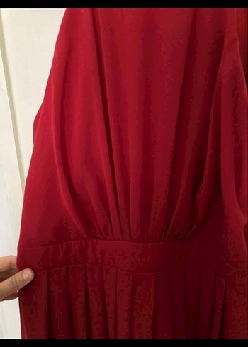 Kırmızı Askılı Midi Elbise - Görsel 4