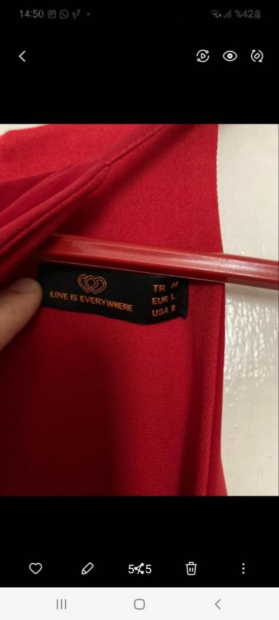 Kırmızı Askılı Midi Elbise - Görsel 5