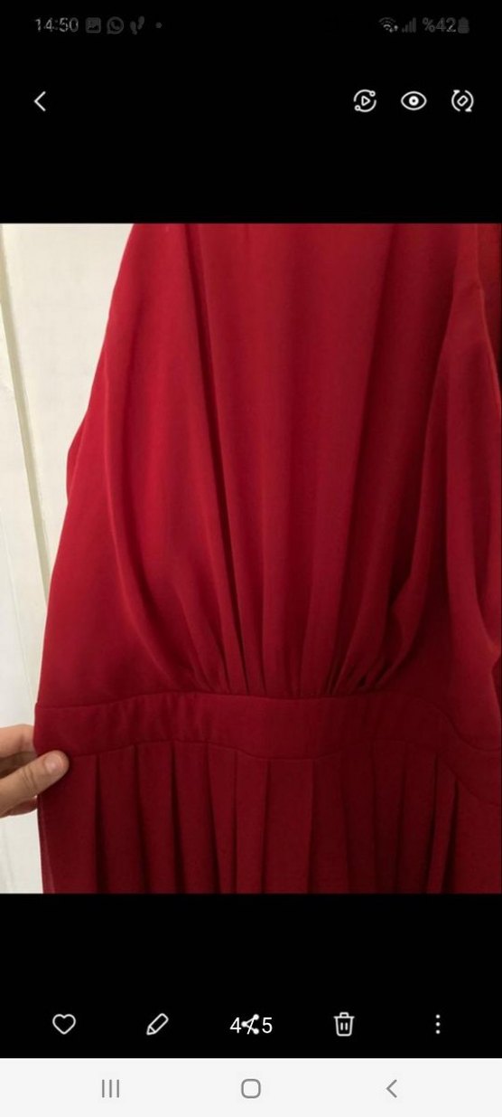 Kırmızı Askılı Midi Elbise - Görsel 4