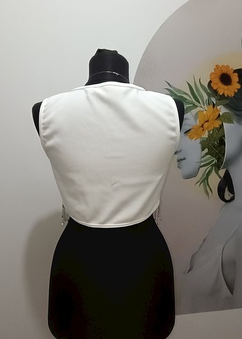 Beyaz Payetli Kadın Vücut Zinciri - Görsel 3