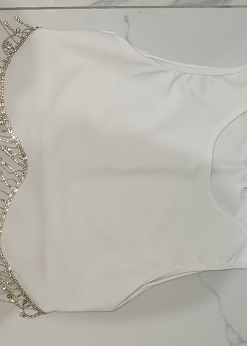 Beyaz Payetli Kadın Vücut Zinciri - Görsel 5