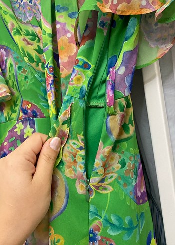 Zara Renkli Volanlı Uzun Bohem Elbise