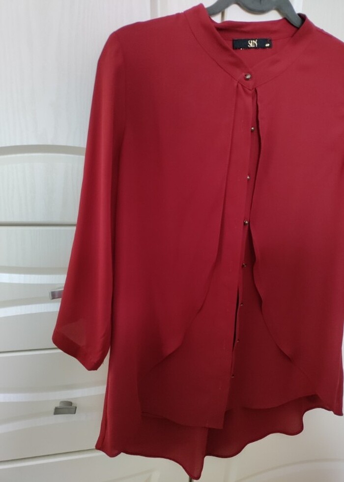 Gömlek Bordo - Görsel 2