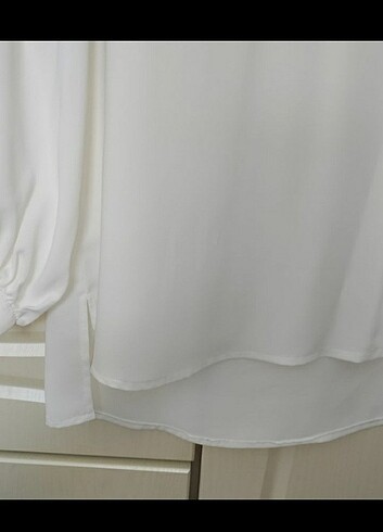 Şifon beyaz gömlek - Görsel 3