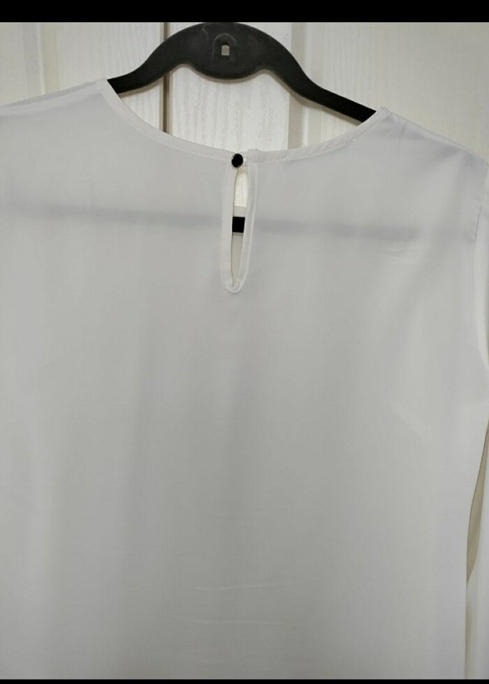 Şifon beyaz gömlek - Görsel 2