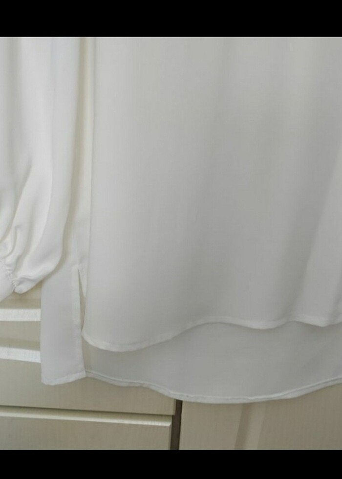 Şifon beyaz gömlek - Görsel 3