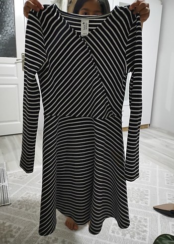 s Beden Gri Zebra Desenli Piliseli Mini Elbise