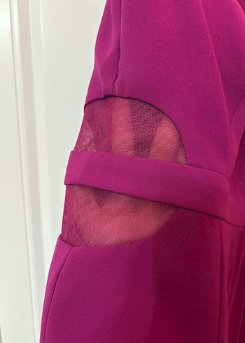 Mor Kemer Detaylı Kolsuz Midi Elbise - Görsel 4