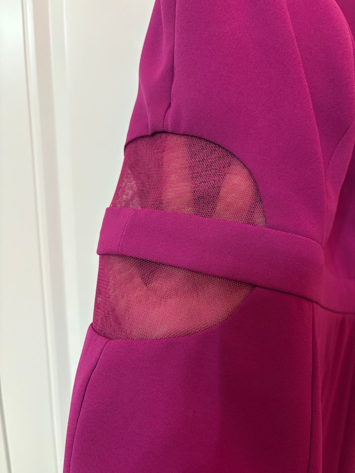 Mor Kemer Detaylı Kolsuz Midi Elbise - Görsel 4