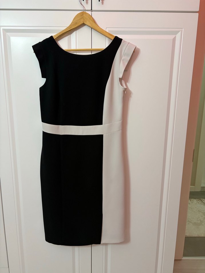 Kadın Siyah Beyaz Midi Kalem Elbise - Görsel 2