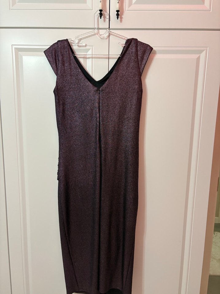 Mor Yılan Desenli Drapeli Abiye Elbise - Görsel 3