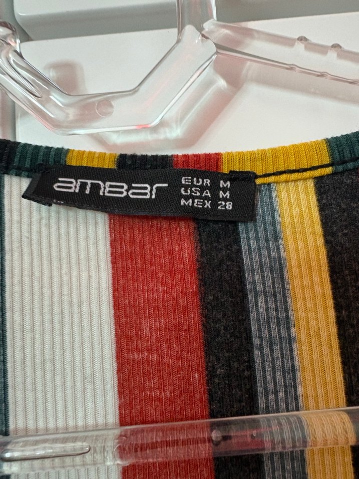 Çizgili V Yakalı Uzun Kadın Elbise - Görsel 2