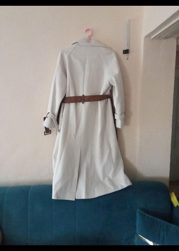 Bej Gri Süet Kadın Uzun Trençkot - Görsel 2