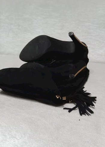 Siyah Süet Dizüstü Çizme, İnce Topuklu, Fermuarlı - Görsel 4