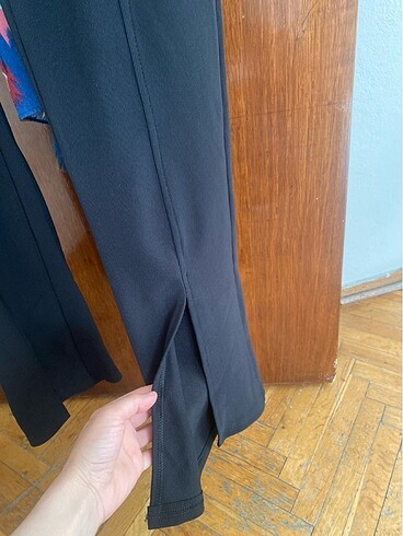l Beden siyah Renk Fitilli tayt kesik paça
