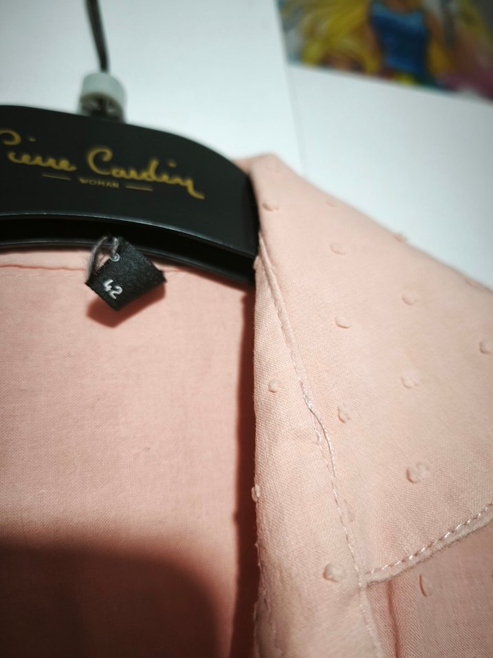 Pudra Kısa Kollu Midi Keten Elbise - Görsel 2