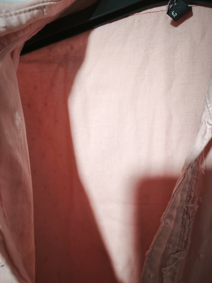 Pudra Kısa Kollu Midi Keten Elbise - Görsel 3