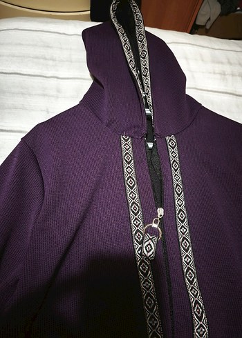 Kadın Mor Uzun Kollu Nakışlı Uzun kap - Görsel 2