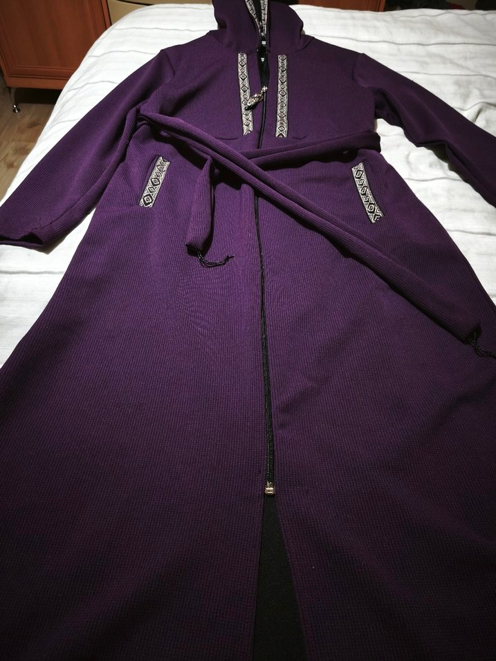 Kadın Mor Uzun Kollu Nakışlı Uzun kap - Görsel 3