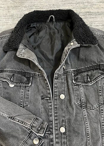 Erkek Gri Düğmeli Denim Ceket - Görsel 2