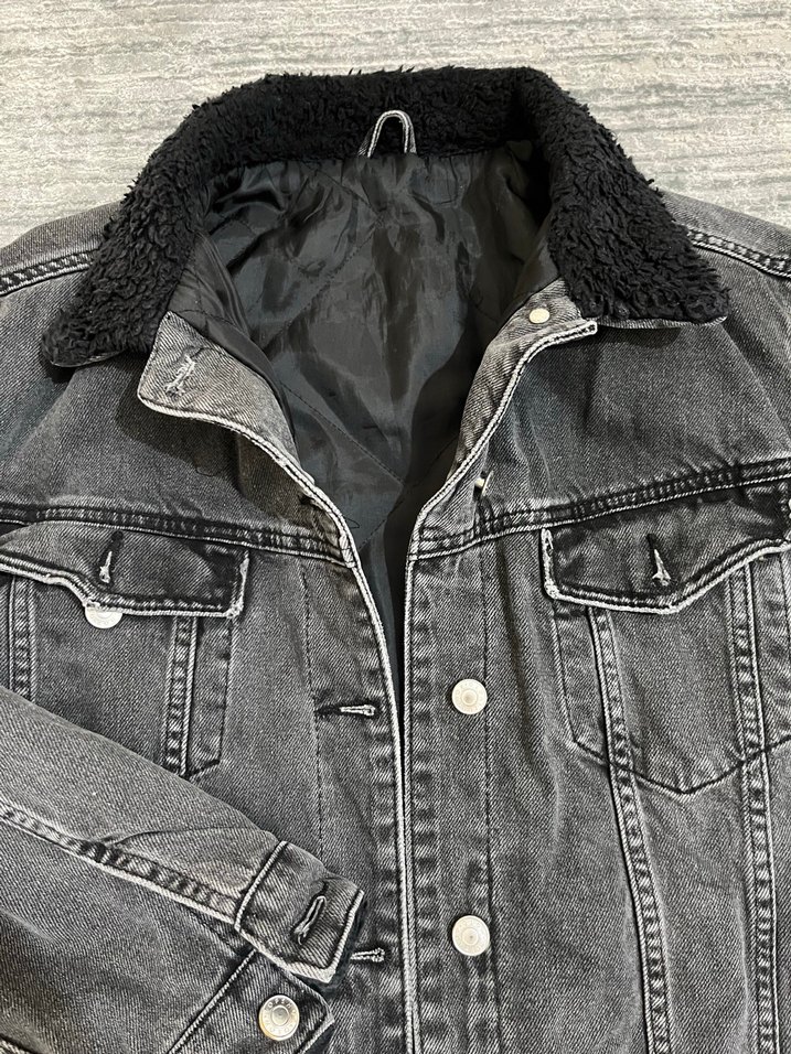 Erkek Gri Düğmeli Denim Ceket - Görsel 2