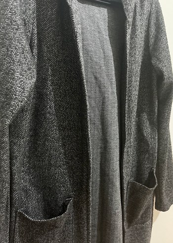 Gri Uzun Kesim hırka - Görsel 2