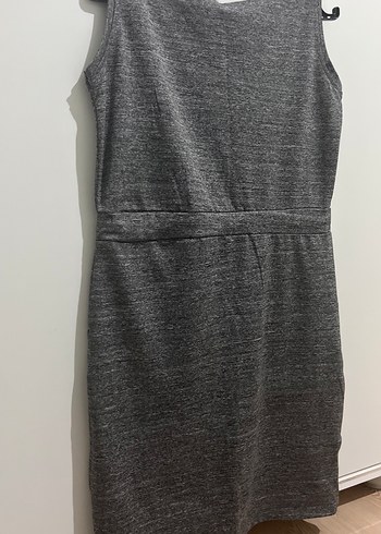 Gri Kolsuz Midi Günlük Elbise - Görsel 3