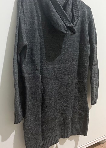 Gri V Yaka Örgü Kadın Kazak - Görsel 3
