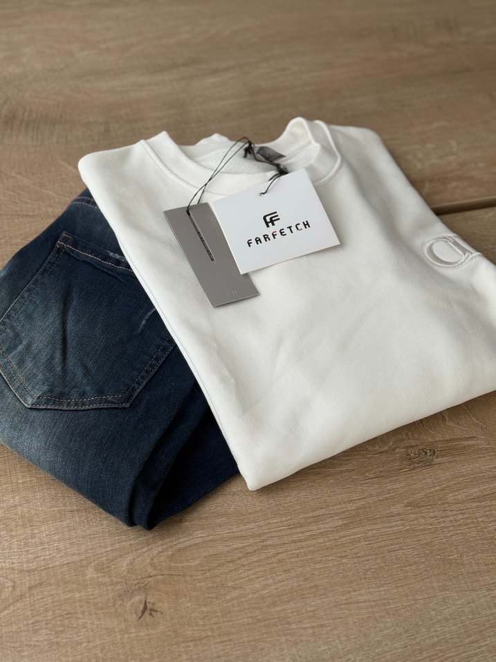 Beyaz Pamuklu Erkek Crew Neck Sweatshirt - Görsel 2