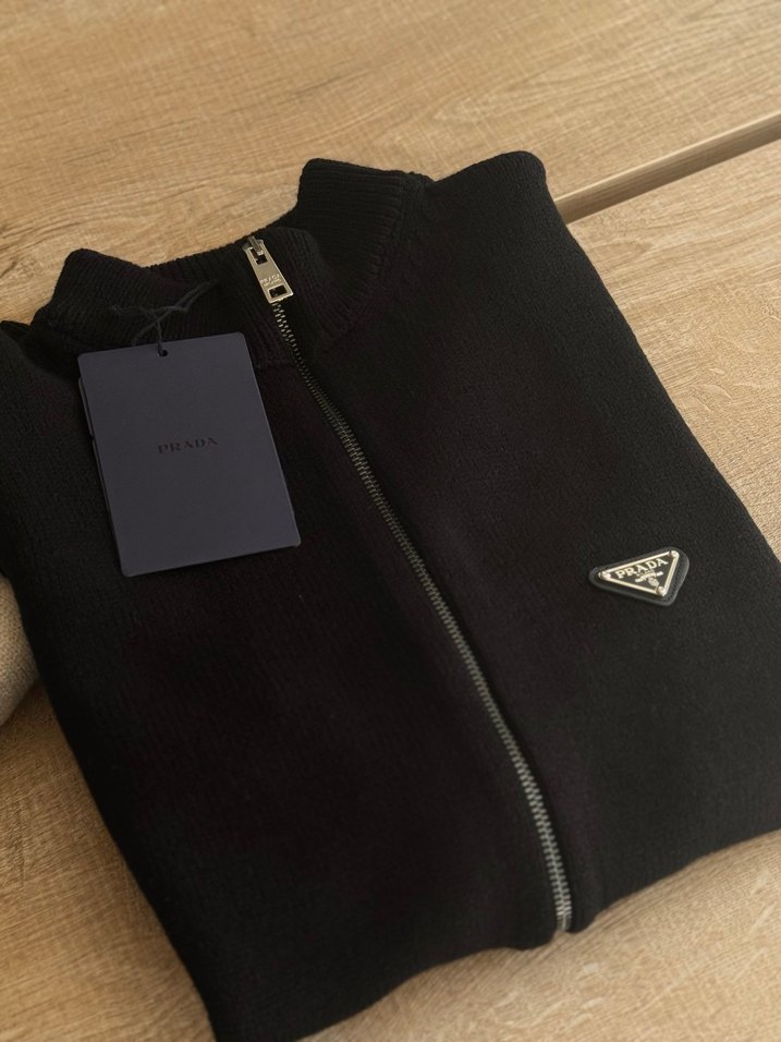 Prada Fermuarlı Siyah Erkek Triko Kazak - Görsel 2