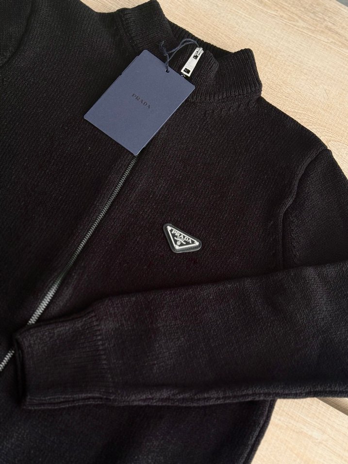 Prada Fermuarlı Siyah Erkek Triko Kazak - Görsel 4