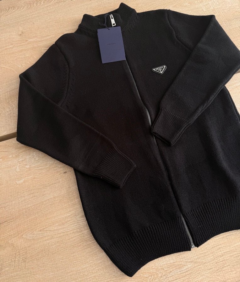 Prada Fermuarlı Siyah Erkek Triko Kazak - Görsel 3