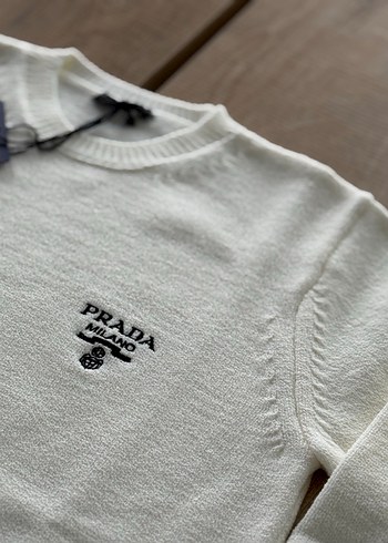Prada Beyaz Kadın Örgü Sweatshirt - Görsel 2