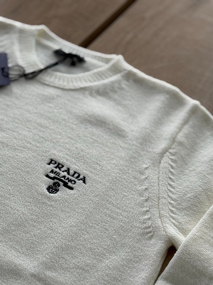 Prada Beyaz Kadın Örgü Sweatshirt - Görsel 2