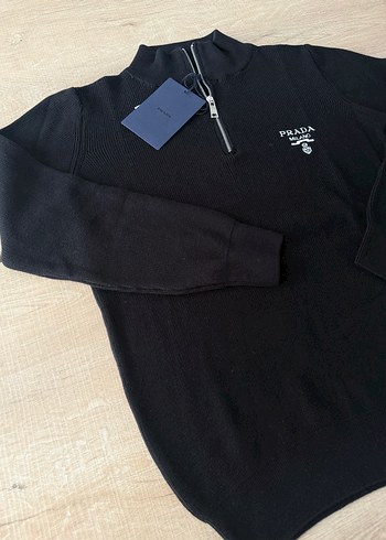 Prada Siyah Uzun Kollu Triko Polo Tişört - Görsel 3