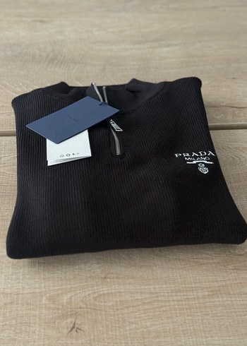 Prada Siyah Uzun Kollu Triko Polo Tişört - Görsel 4