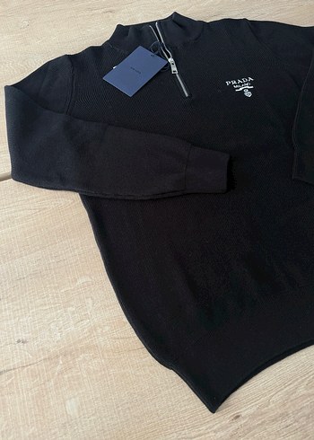 Prada Siyah Uzun Kollu Triko Polo Tişört - Görsel 2