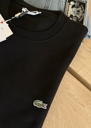 Lacoste Siyah Kısa Kollu Pamuklu Sweatshirt - Görsel 2