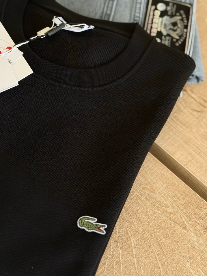 Lacoste Siyah Kısa Kollu Pamuklu Sweatshirt - Görsel 2